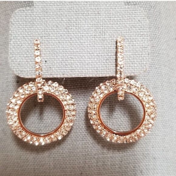 ⭐️3/$25⭐️ Brand New Diamond Chain Link Rose Gold Earrings - Picture 1 of 3